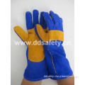 Blue Cow Split Welder Gloves, Yellow Reinforced Dlw627